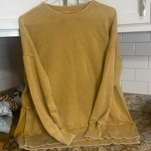 Aerie , size M, oversized fit, mustard yellow , sweatshirt with side slits